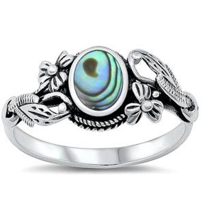 Silver Abalone Stone Ring